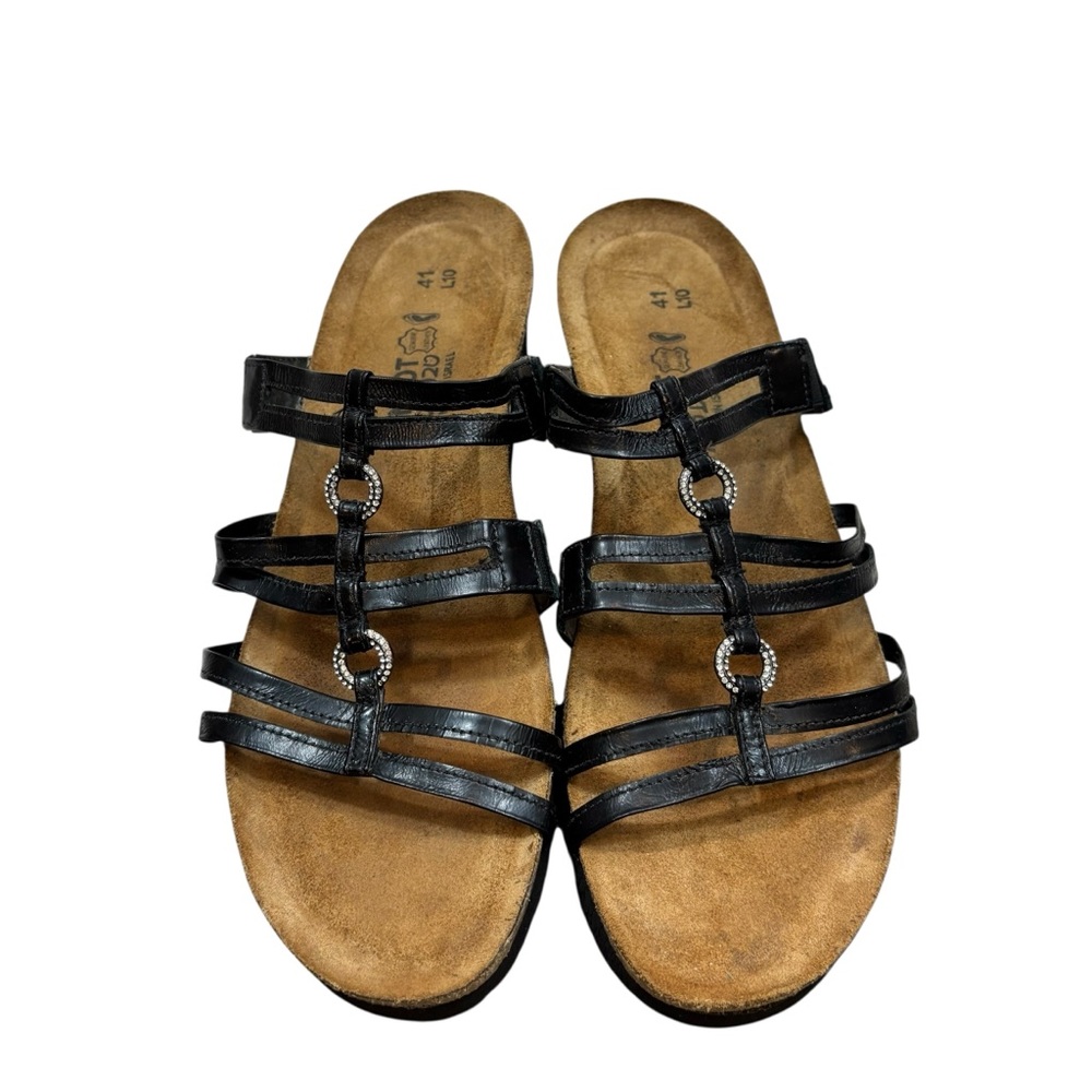 Ladies Naot Betty Black and Rhinestone Embellished‎ Sandals Size 10-10.5